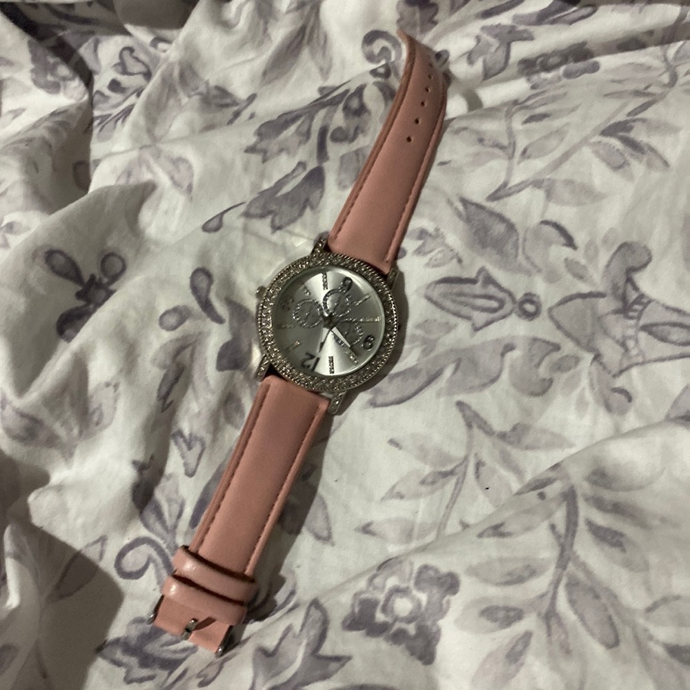 Pink and silver watch